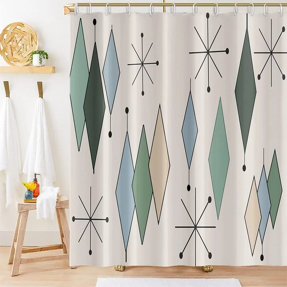 72x72 Inches Shower Curtain Set with 12 Hooks W558158