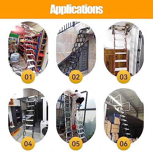 9.8 ft Wall Mounted Telescopic Folding Attic Ladder with Adjustable Height O3163