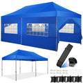 10'x20' Heavy Duty Pop Up Canopy Tent with 6 Removable Sidewalls, Blue U8393