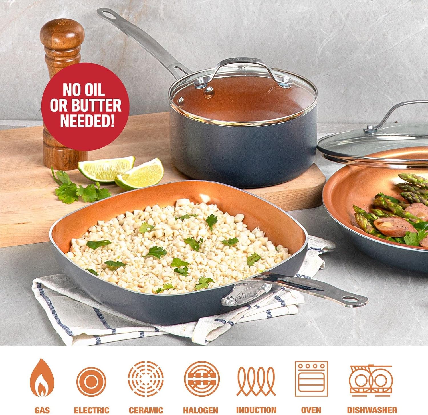 11" Square Non Stick Ceramic Frying Pan W122425