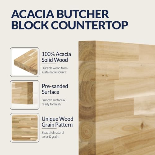 4ft L x 30in Unfinished Solid Acacia Butcher Block Table Top V611793