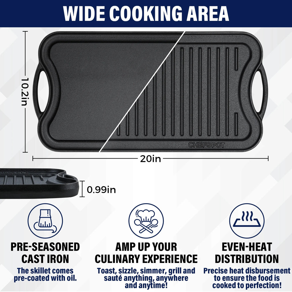 Preseasoned Cast Iron Reversible Griddle Plate Pan A451099
