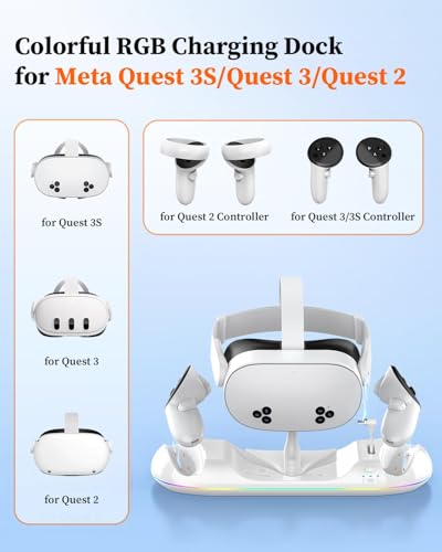 20W Magnetic Charging Station for VR Headset & Controllers with 2X2100mAh Batteries V439554