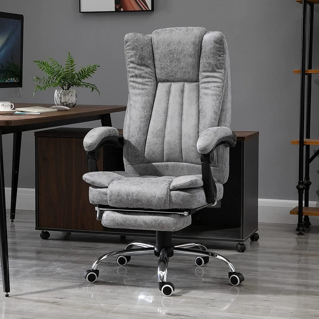 Gray Heated Massage Electric Vibration Reclining Swivel Chair with Pedals Adjustable Back Ergonomic Zero-Gravity Chair J2339