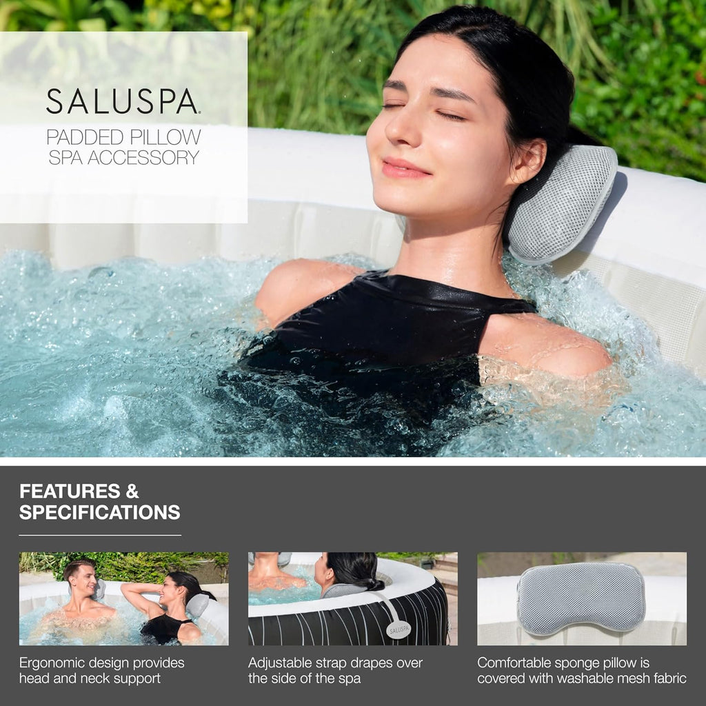Inflatable Round Hot Tub with Non-Slip Spa Seat and Headrest Pillows Y148