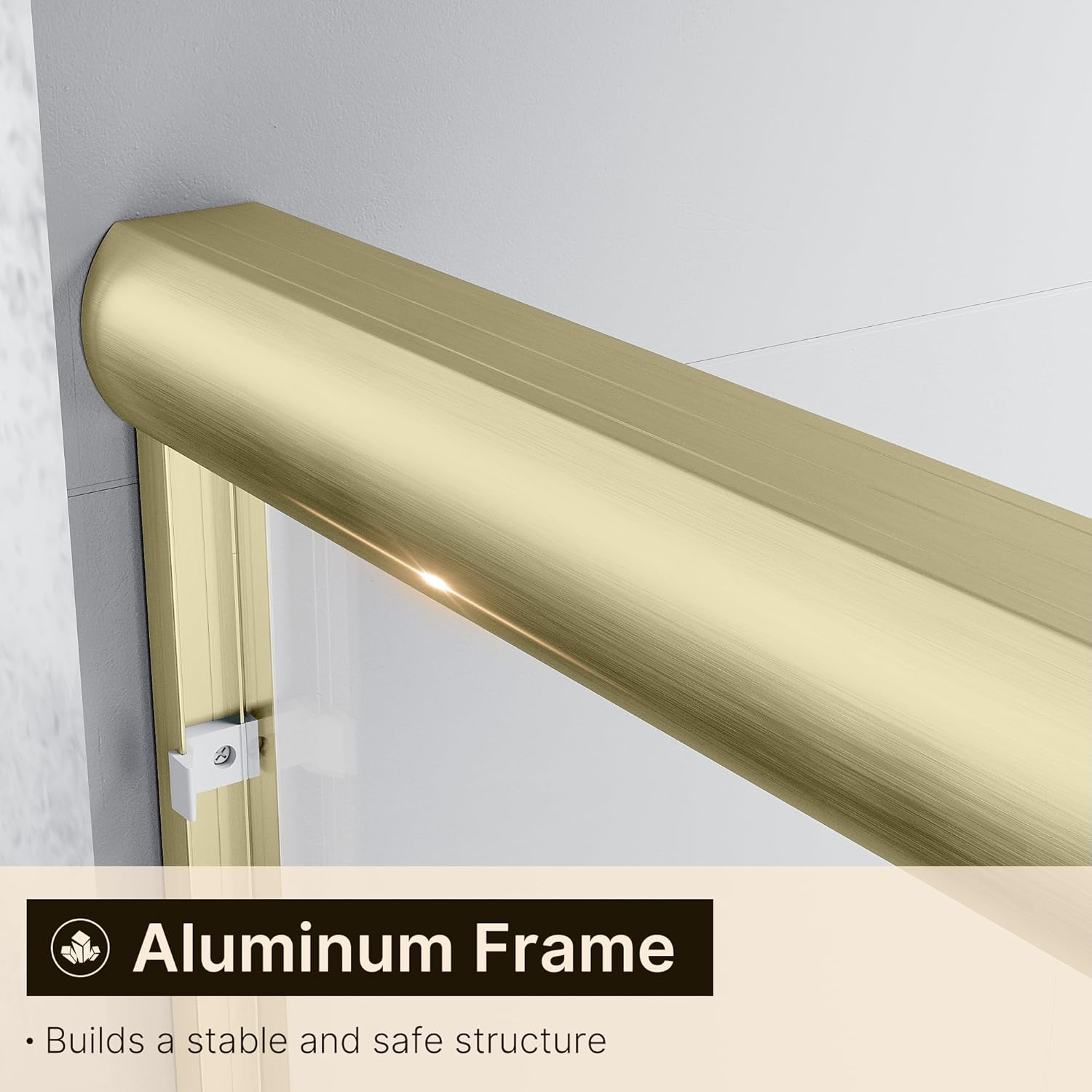 60 in. W x 72 in. H Double Sliding Semi-Frameless Shower Door, 1/4" Clear Tempered Glass, Brushed Gold Finish X95852