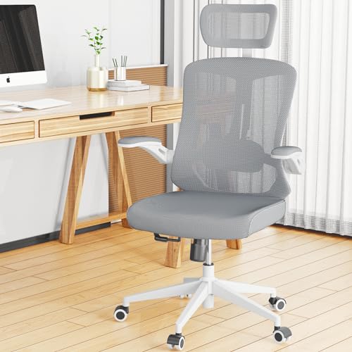 White+Khaki Mesh High Back Office Chair with Wheels M958