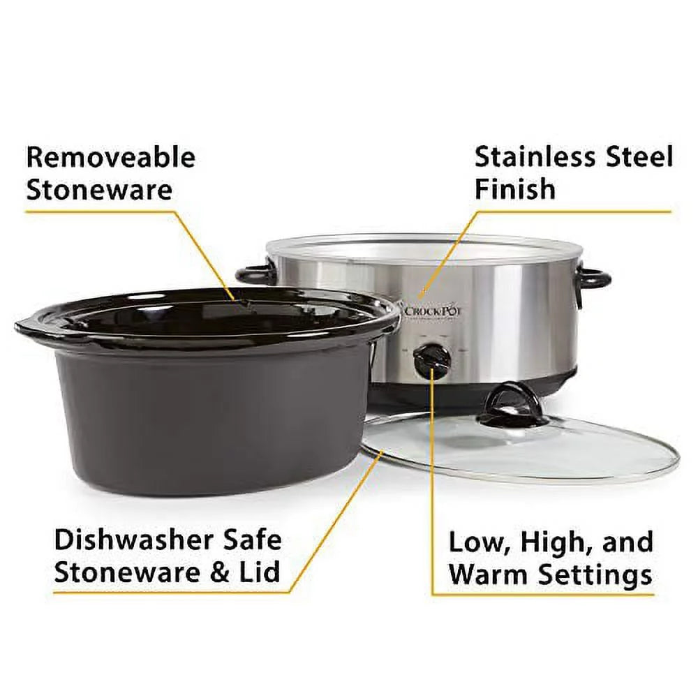 7 Quart Oval Manual Slow Cooker, Stainless Steel N670
