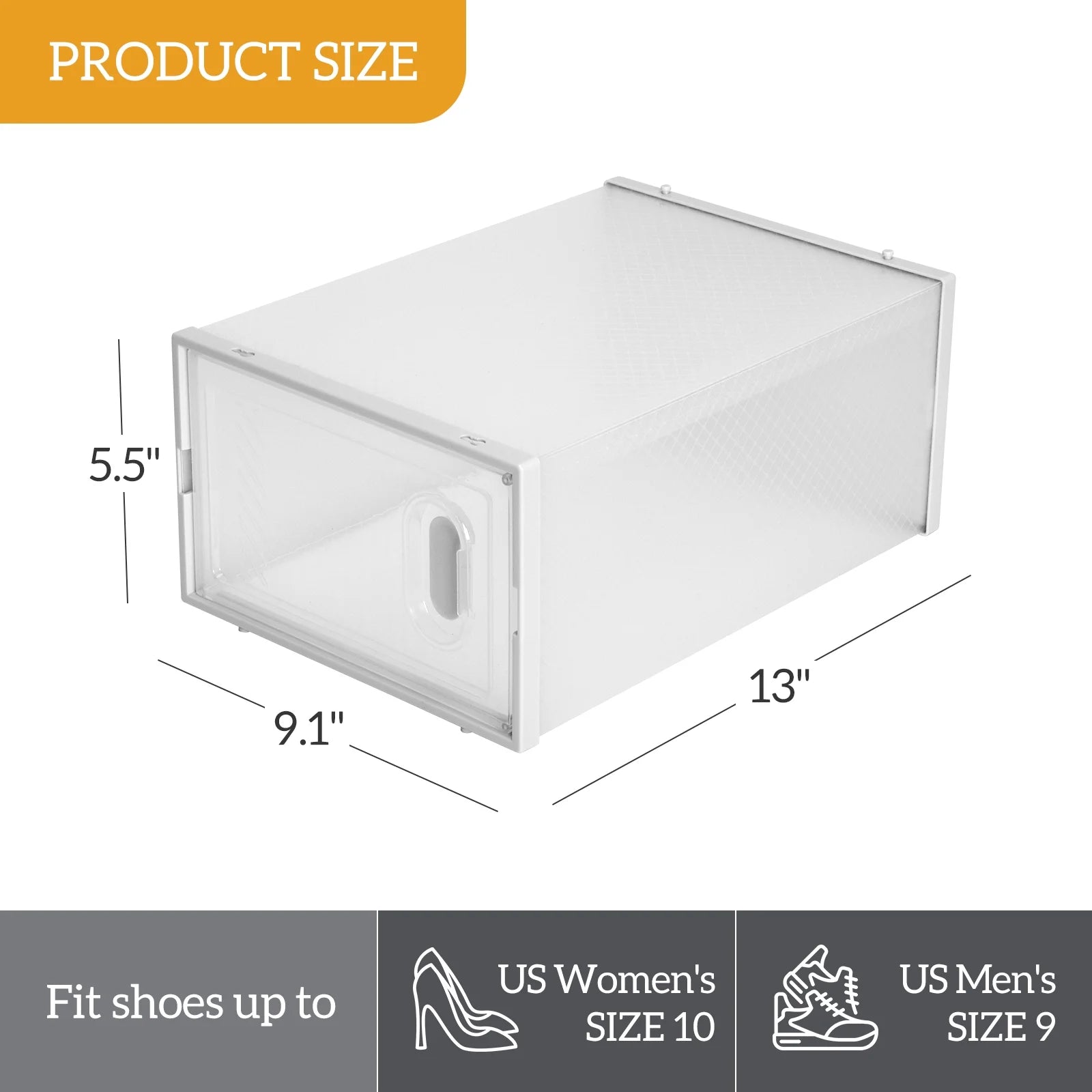 12 Packs White Clear Lid Foldable Stackable Shoe Storage Boxes Z28607