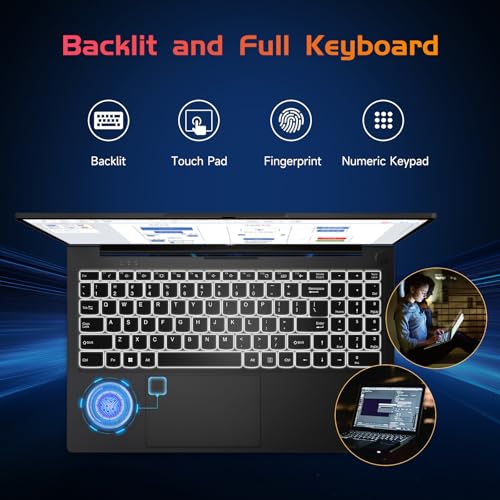 15.6 IPS FHD Laptop, 16GB RAM 1TB SSD Intel Pentium Quad Core N100, Backlit Keyboard Fingerprint B1225