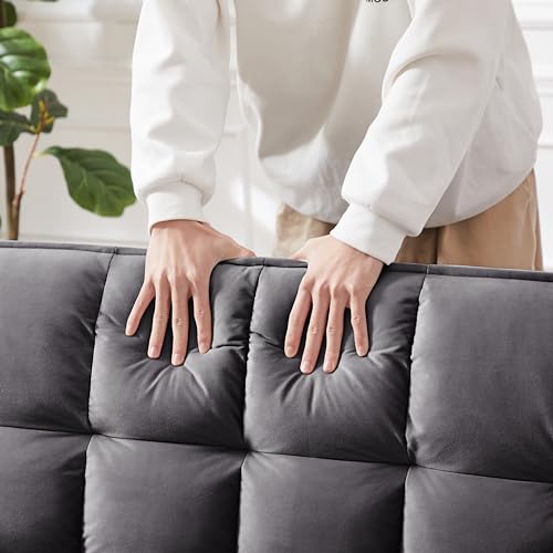55.1" Blue Velvet Convertible Double Sleeper Sofa Bed M659733