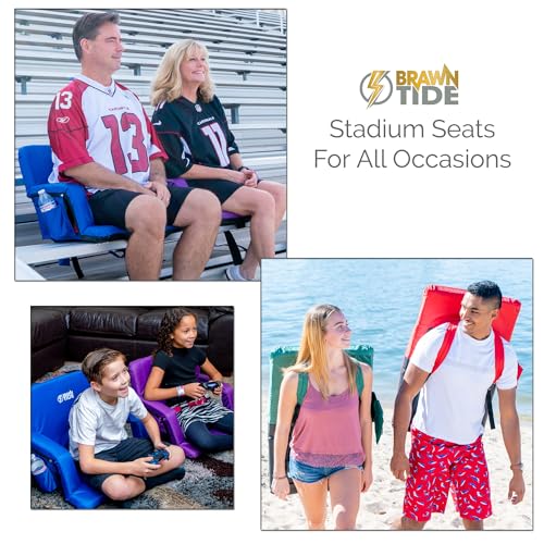 Stadium Seat with Back Support, Thick Padding, 2 Steel Bleacher Hooks, 4 Pockets, 2 Cup Holders Z83437