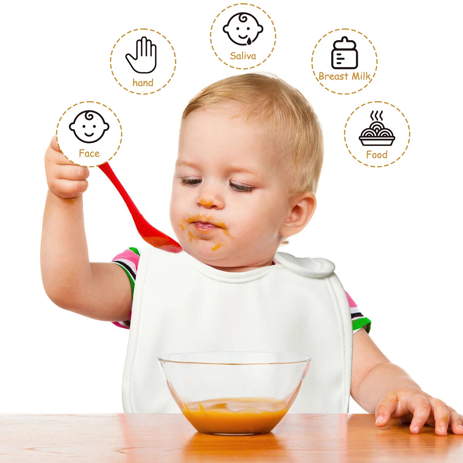 10 Pcs White Cotton Waterproof Baby Bibs J97331