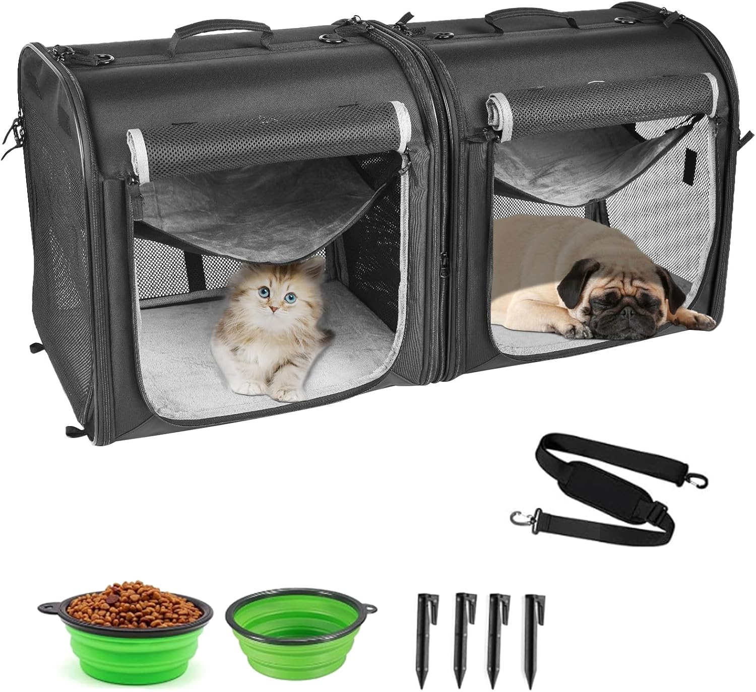 2-in-1 Pet Carrier for Small Dogs Cats Double Cat Carrier with Litter Box P362375