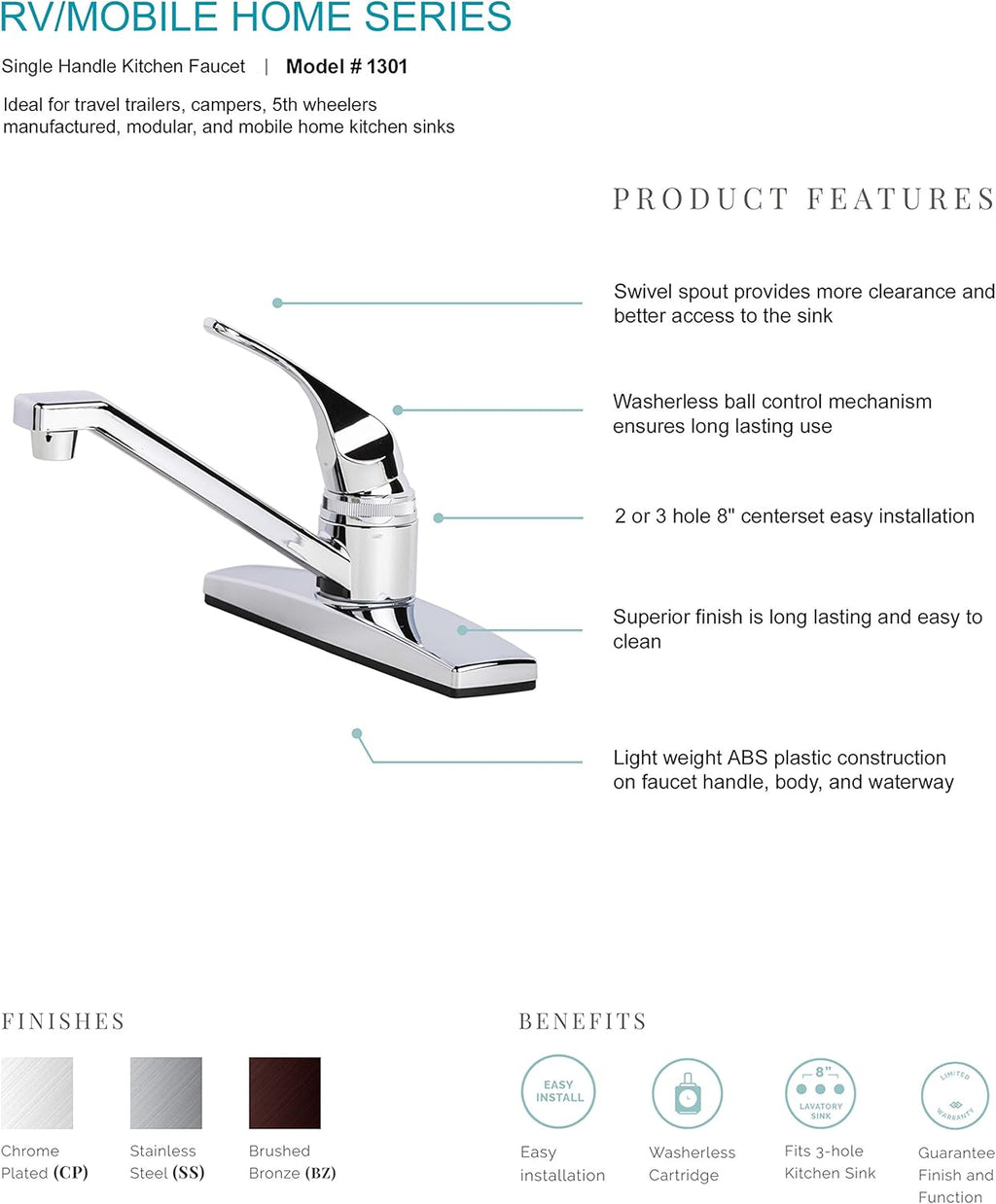 Chrome Finish Kitchen Sink Faucet K2988