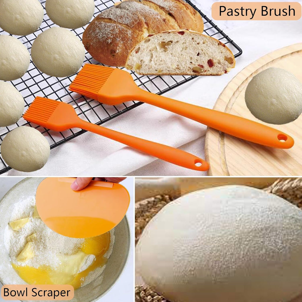 16PCS Bread Proofing Basket Kit with Linen Liner, Dough Scraper, Bread Lame H7568