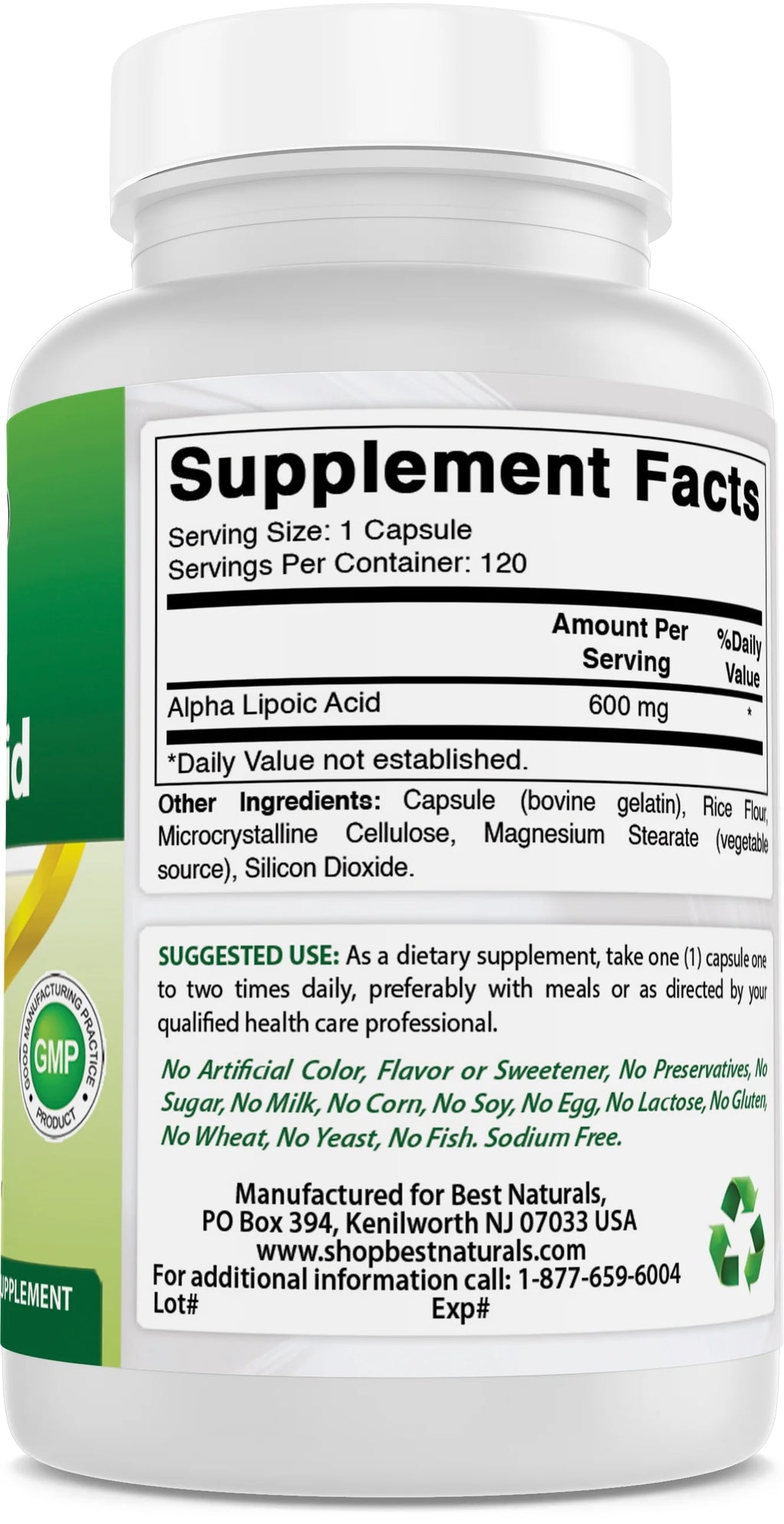 Alpha Lipoic Acid 600 mg 120 Capsules Y86096