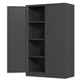 Black Metal Storage Cabinet with Locking Doors and 2 Adjustable Shelves T327