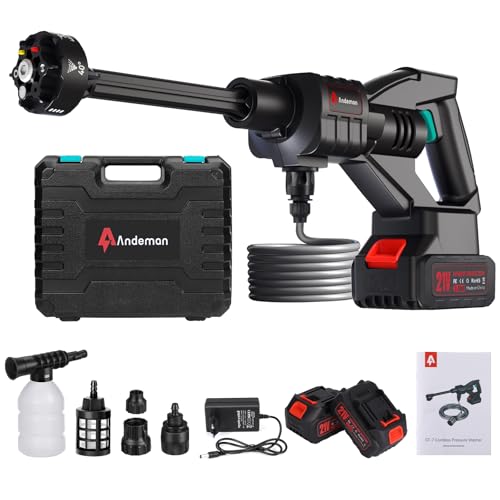 Cordless Pressure Washer 800PSI 1.5GPM 3.0Ah Battery Portable with 6-in-1 Nozzle X36915