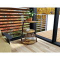 Round Wooden and Metal End Table in Black/Oak A29452