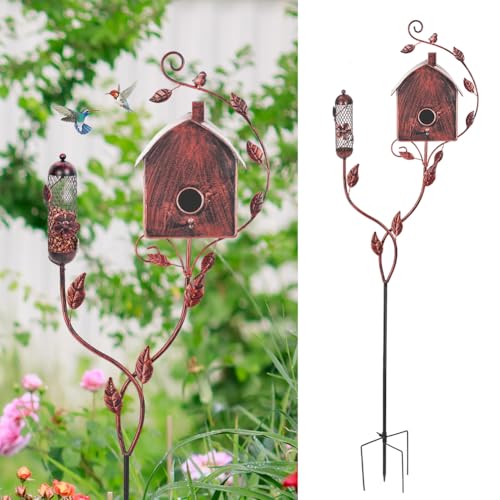 Metal Bird House with Pole S810510