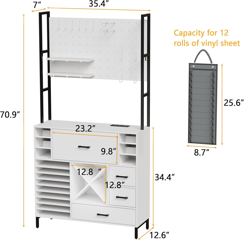 Craft Organizers and Storage Cabinet with Power Outlet, Pegboard, Vinyl Holders L99990