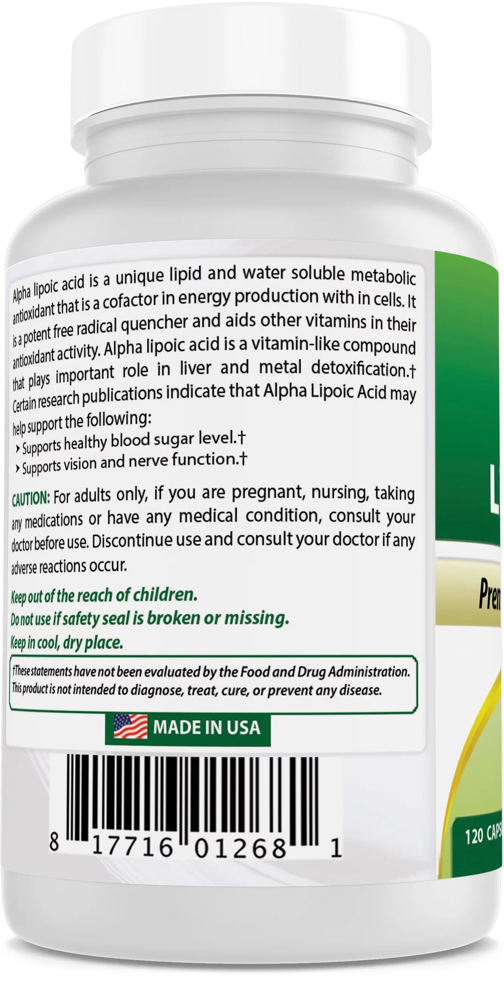 Alpha Lipoic Acid 600 mg 120 Capsules Y86096