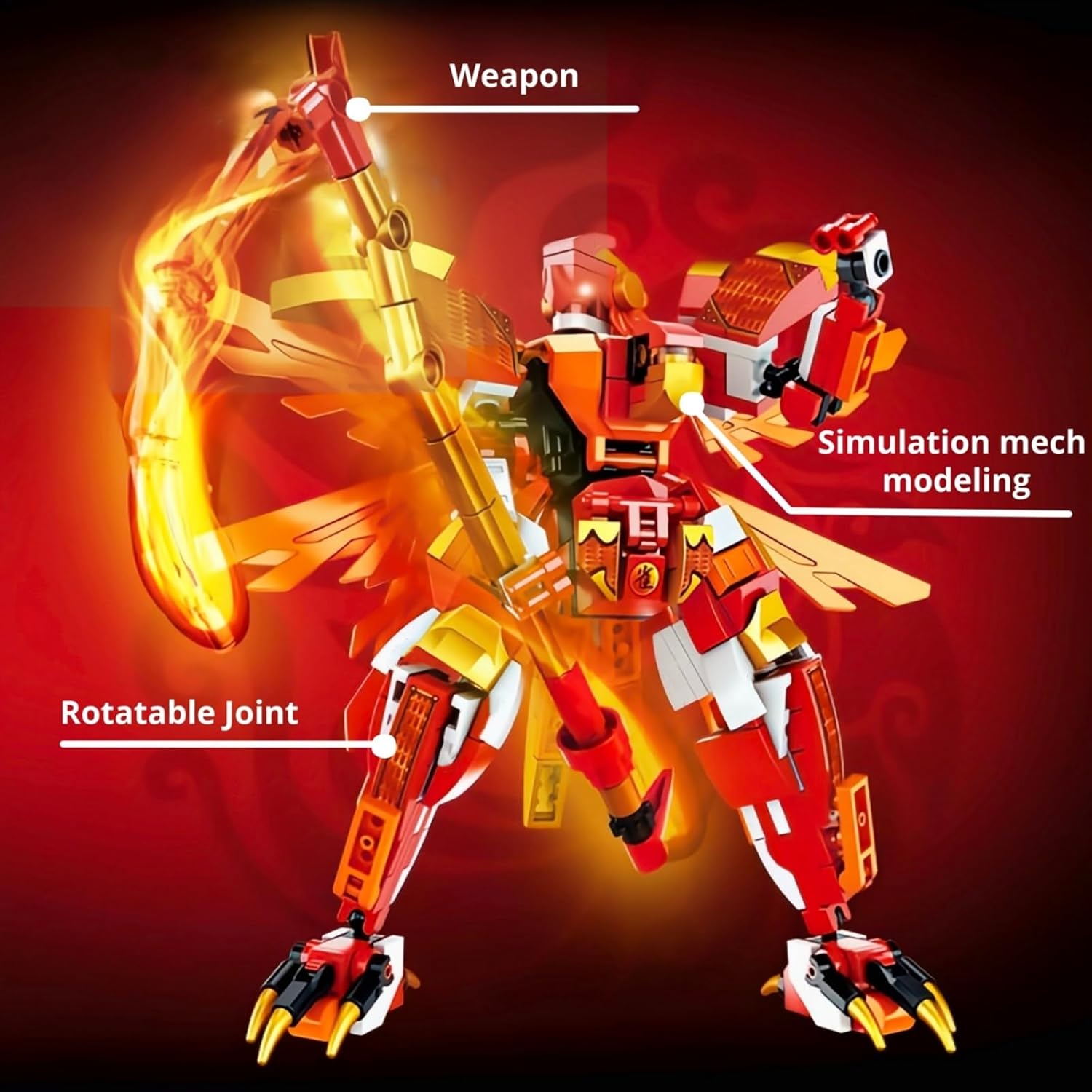 Red Ninja Figure Toy Building Blocks Set H455320