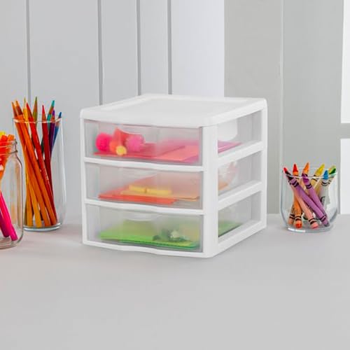 6-Pack White Plastic 3-Drawer Cart D3551