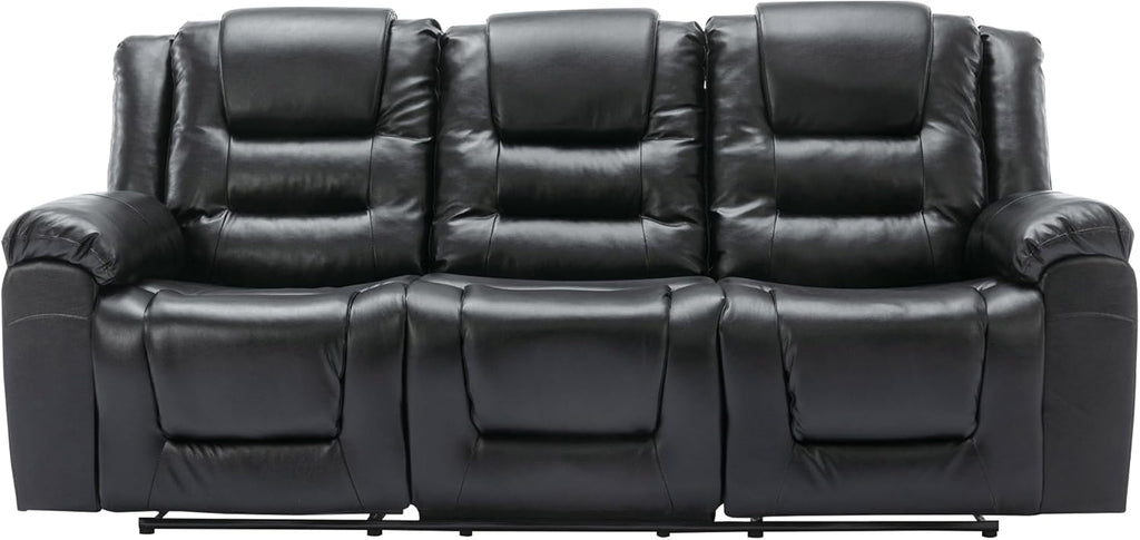 3 Seater Manual Reclining Leather Sofa with Center Console N35640