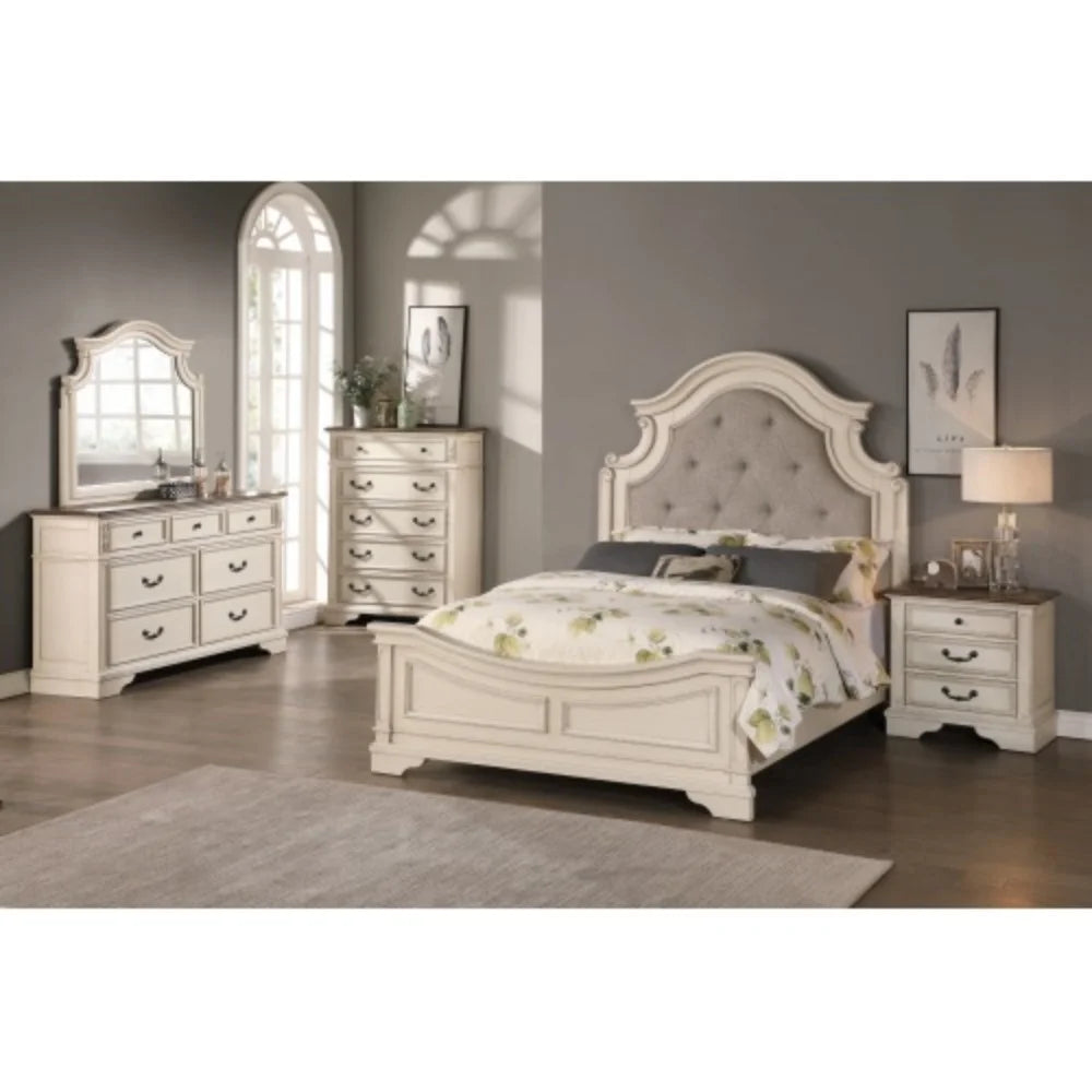White 3 Drawers Wooden Nightstand Z7292