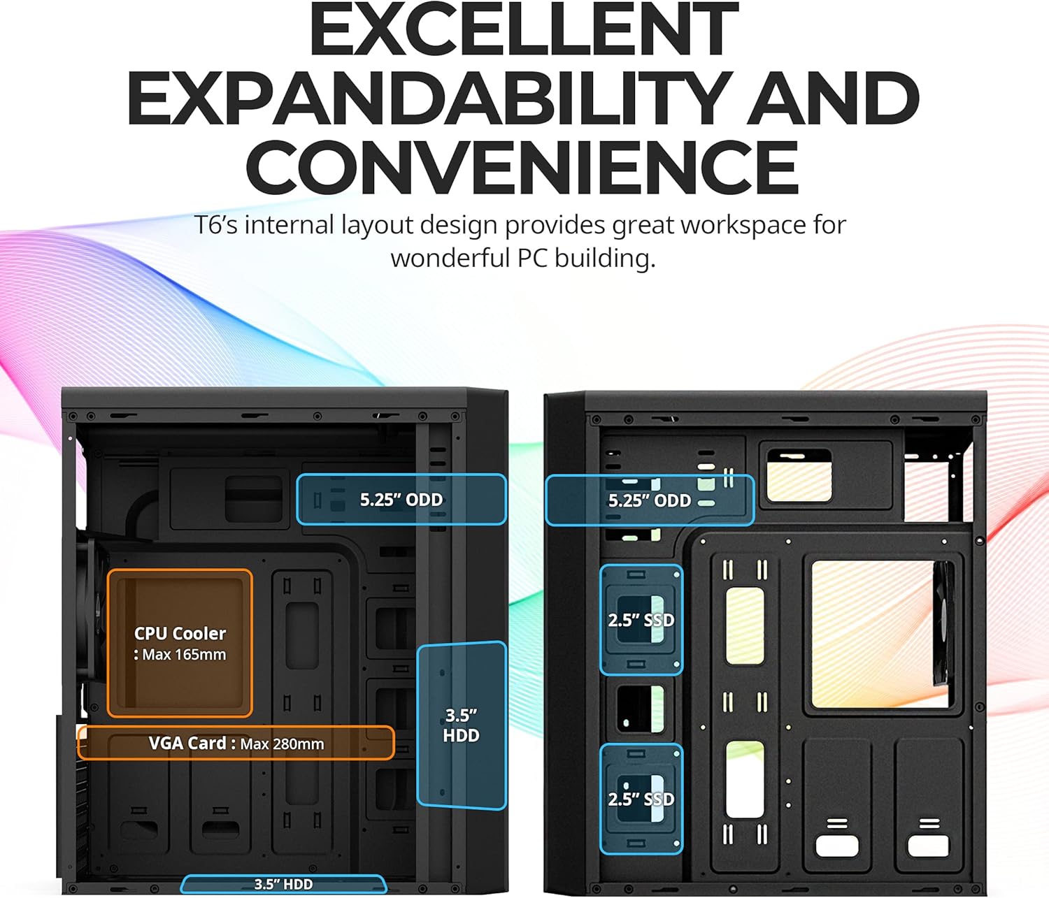Black ATX Mid Tower Computer PC Case with Pre-Installed 120mm Fan B8148