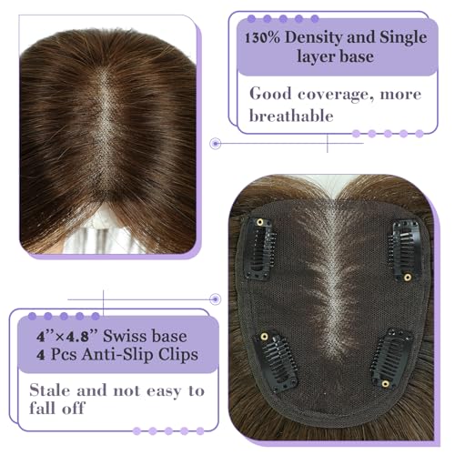 12 inch Medium Brown Mix Blonde Human Hair Topper T28125