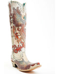 White Hand Tooled And Painted Tall Western Boot Snip Toe U495523