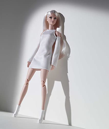 Barbie Looks Doll (Tall, Blonde) Fully Posable Fashion Doll Wearing White Dress & Platform Boots K23650