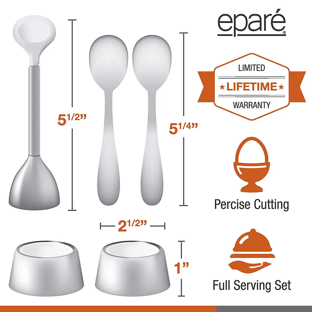 Egg Cracker Topper Set with Egg Cups, Cutter, Spoons Q3374