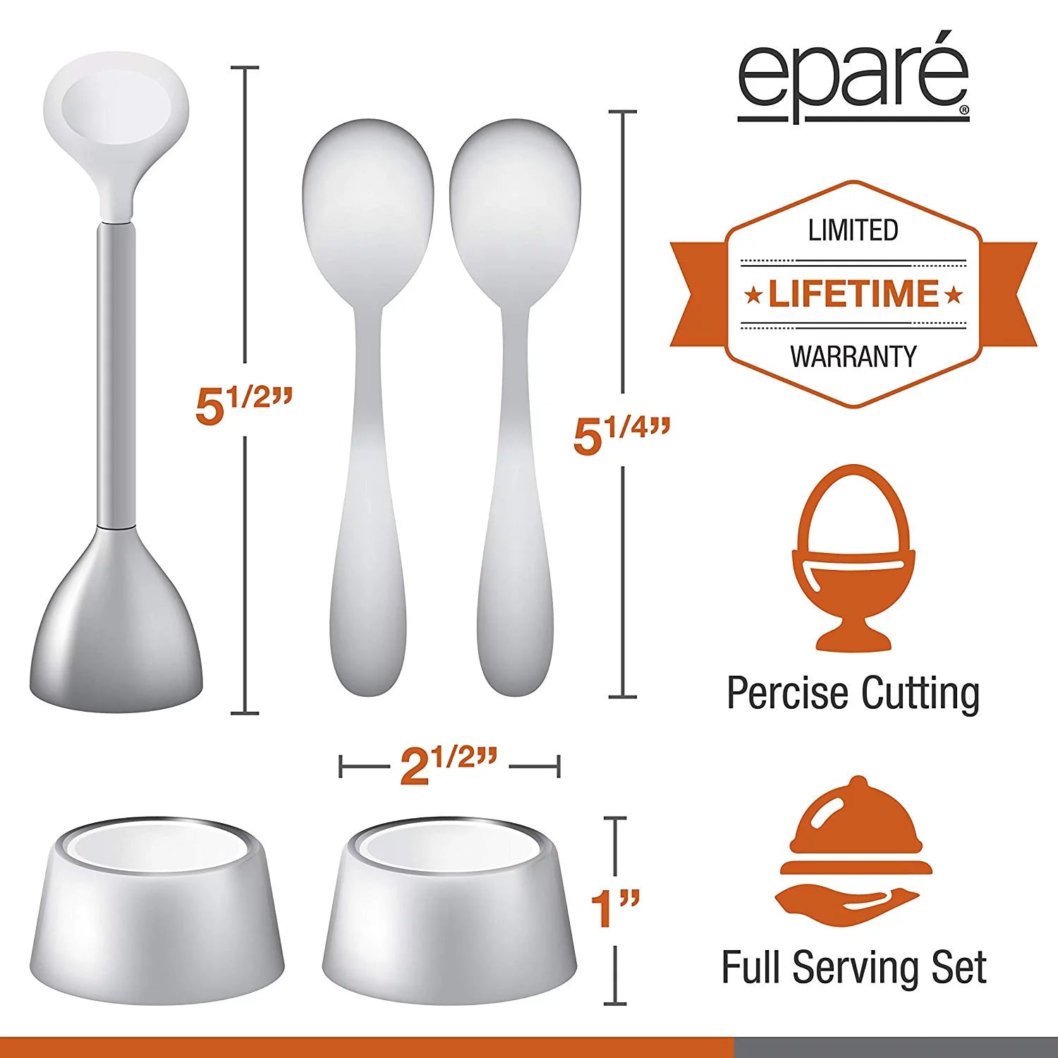 Egg Cracker Topper Set with Egg Cups, Cutter, Spoons Q3374