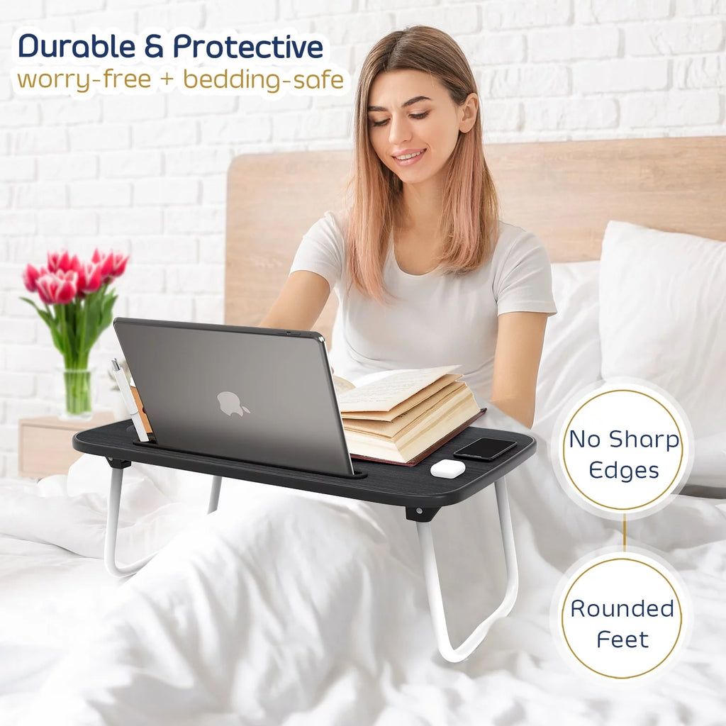 Adjustable Laptop Bed Tray Table with Foldable Legs A158688