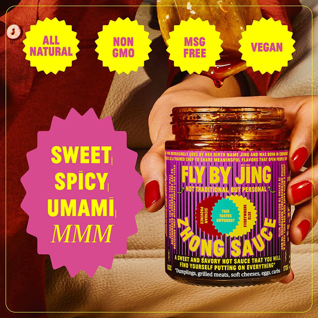 Zhong Hot Sichuan Chili Sauce 6 Oz. with Gold Stainless Steel Sauce Spoon (2-Pc Set) E2646