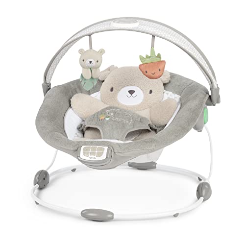 Baby Bouncer Seat with Light Up Toy Bar and Bunny Tummy Time Pillow Mat W31394