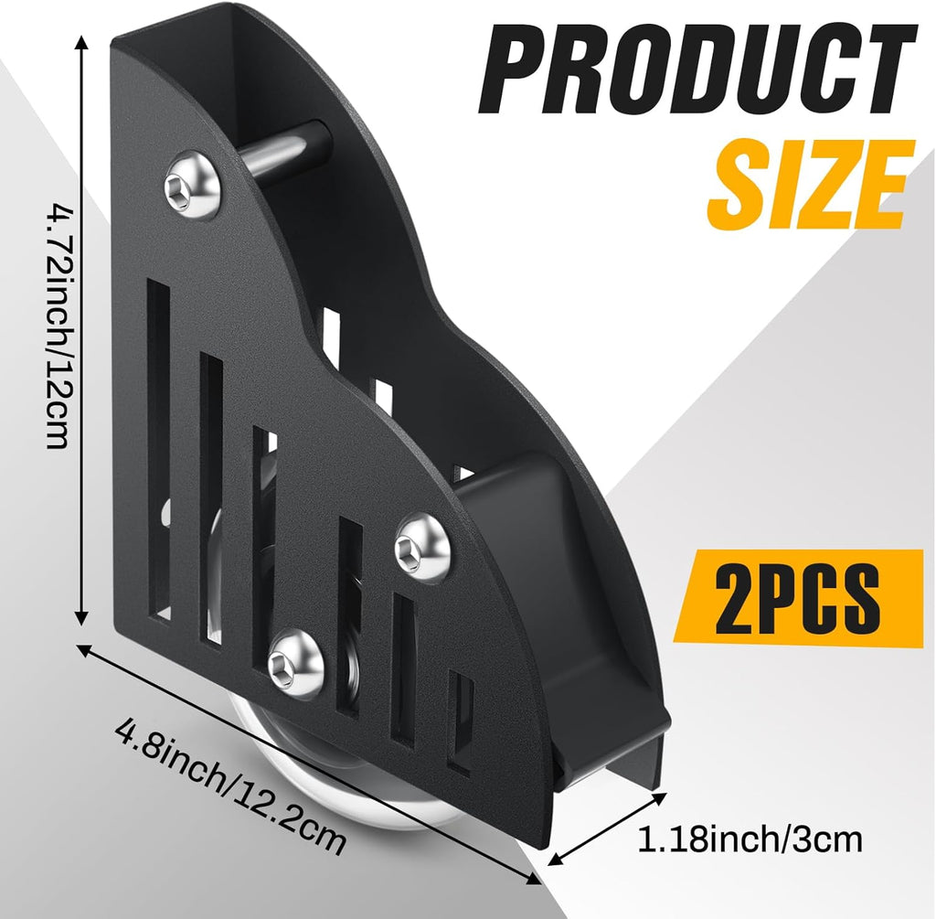 2 Pcs Sliding Library Ladder Floor Roller with Brake Black Z875074