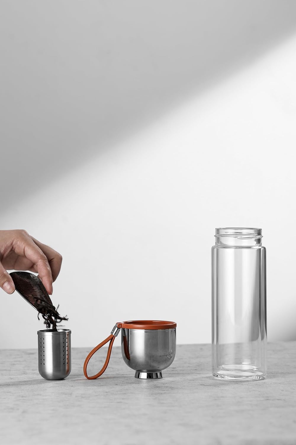Double Wall Borosilicate Glass Tea Infuser Bottle A18104