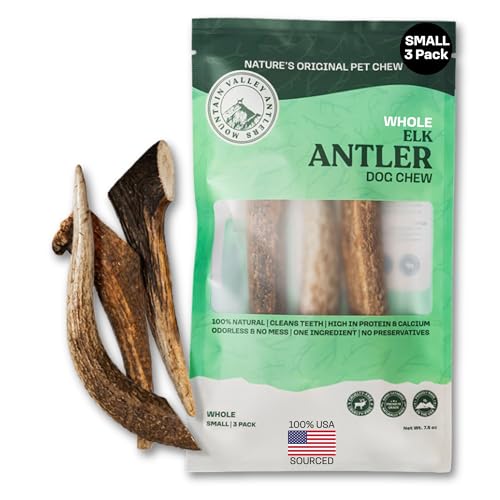 100% Natural Elk Antlers for Dogs - Whole Small (3 Pack) U900232