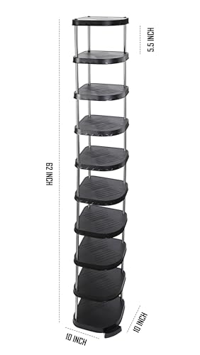 10 Tier Black Tall Narrow Shoe Rack Cabinet U42995