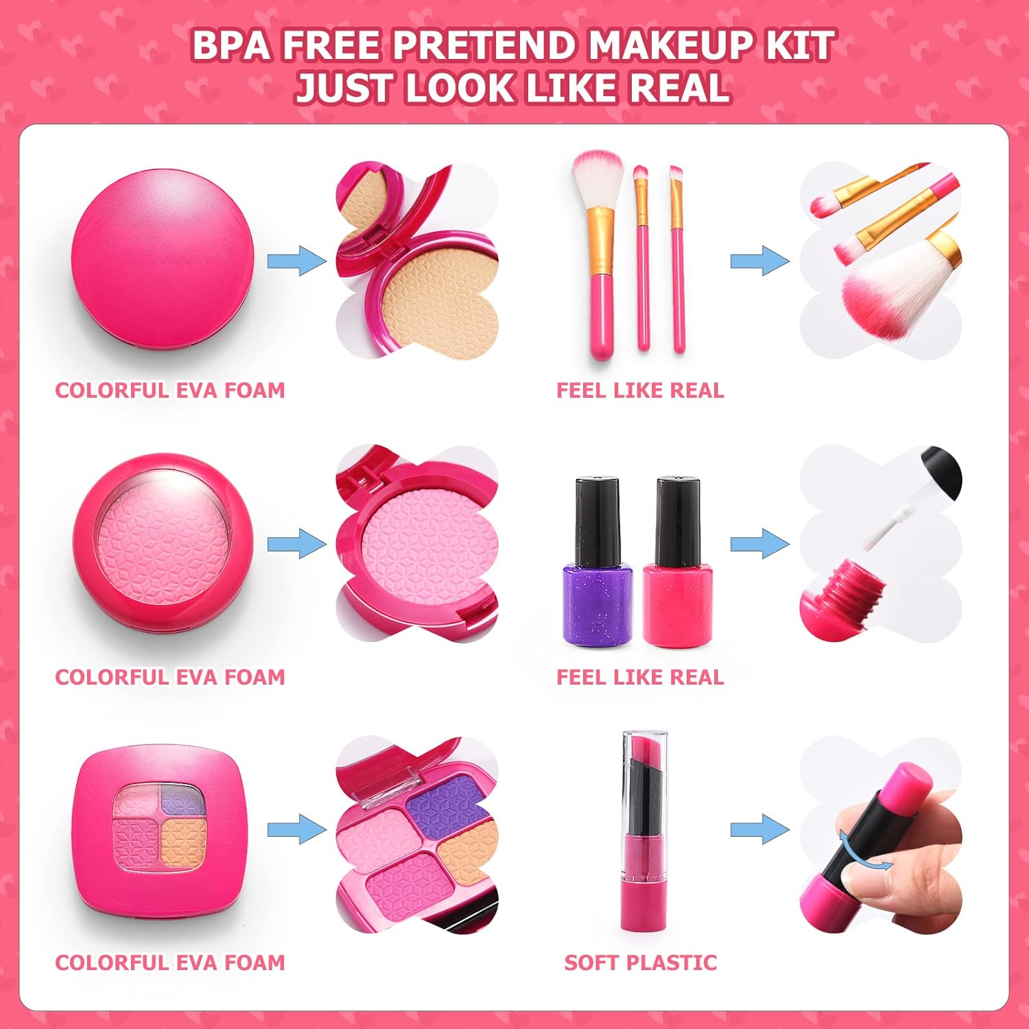Pink Toddler Purse with Makeup Kits J3213