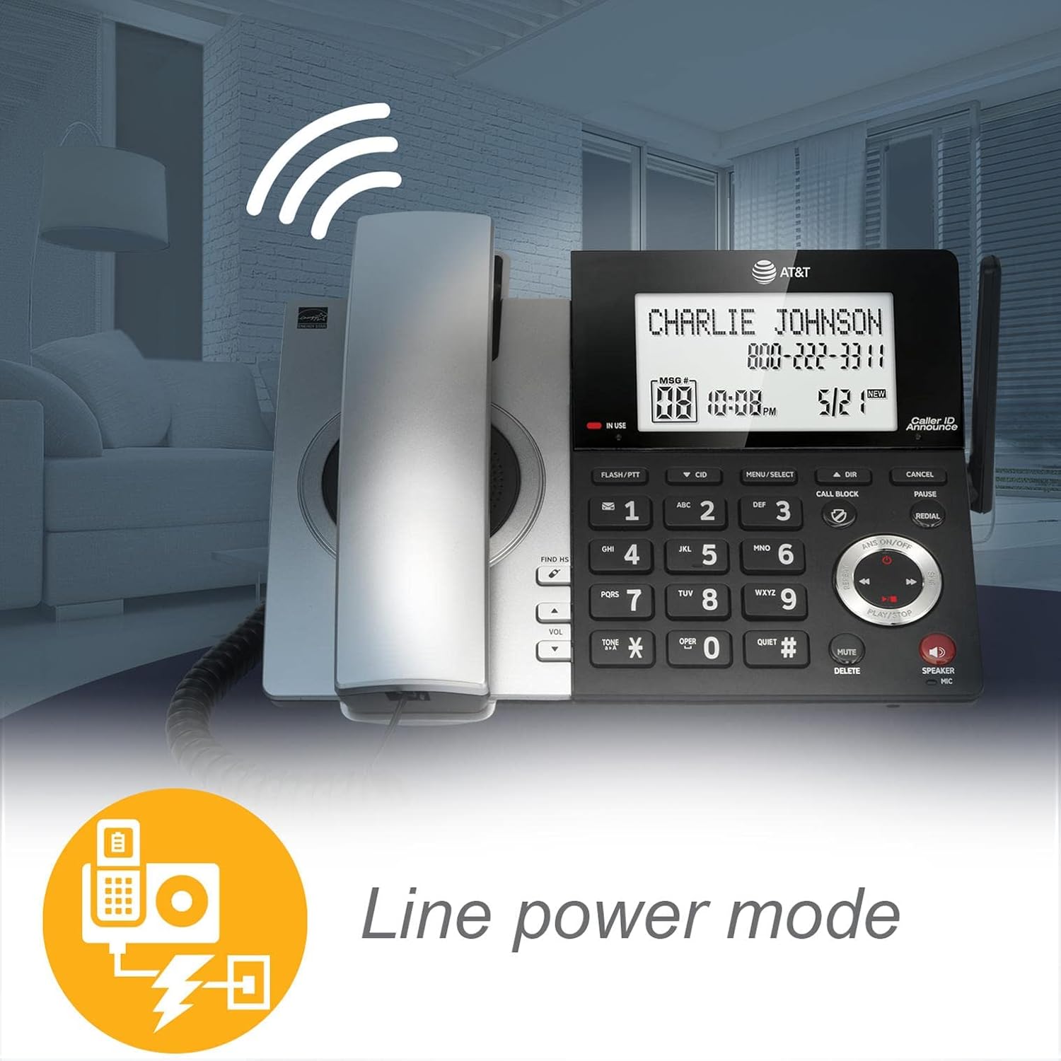 Silver Black 2-Handset Corded/Cordless Phone D55932
