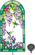 Solar Lighted Stained Glass Hummingbird Yard Stake E498952