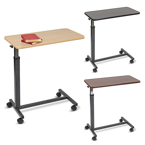 Overbed Table with Wheels Adjustable Height Wood Top E8213
