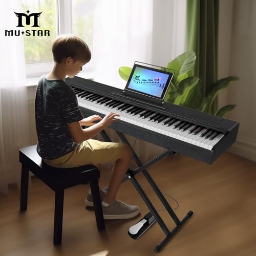 White 88 Key Weighted Hammer Action Digital Piano with Stand and Sustain Pedal V277851