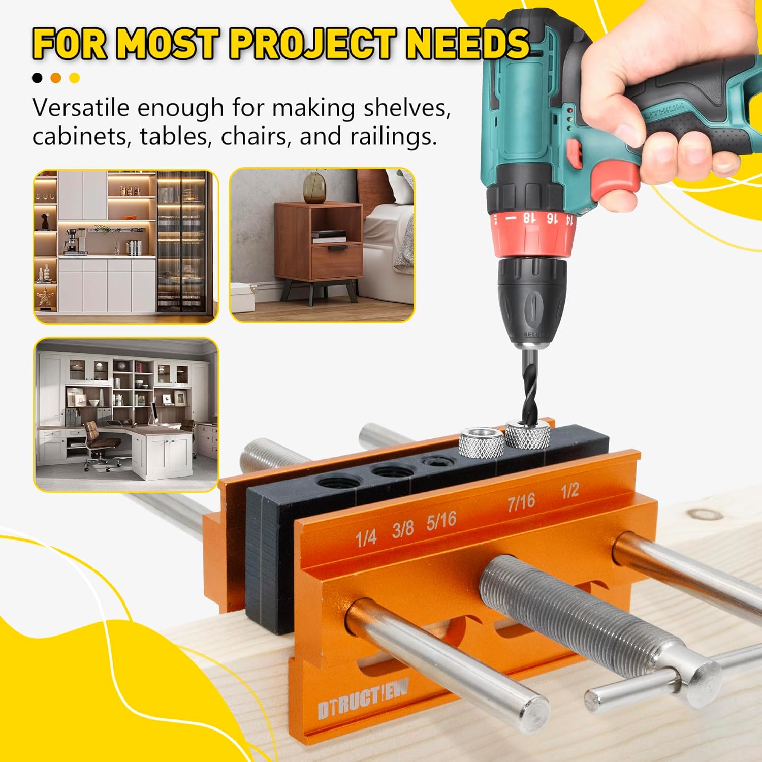 Self Centering Doweling Jig Kit with 6 Drill Guide Bushings A7639
